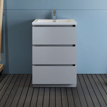 24" Gray Cabinet with Sink Front View