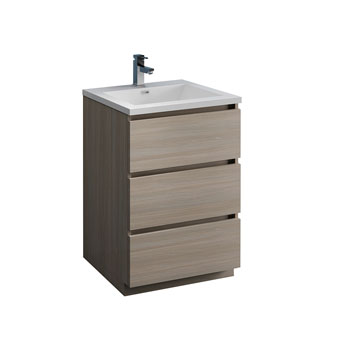 24" Gray Wood Cabinet with Sink Product View