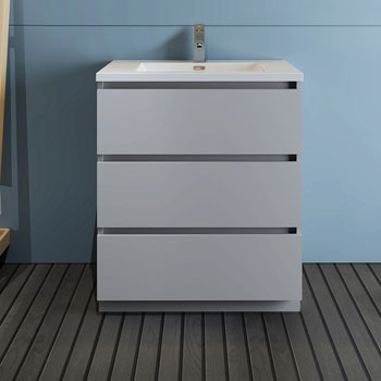 30" Gray Cabinet with Sink Front View