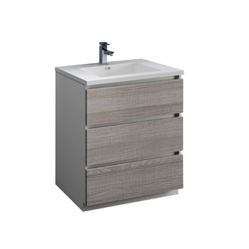30" Glossy Ash Gray Cabinet with Sink Product View