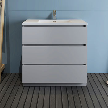 36" Gray Cabinet with Sink Front View