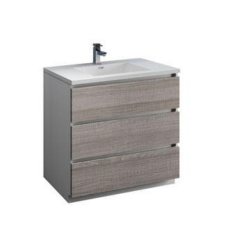 36" Glossy Ash Gray Cabinet with Sink Product View