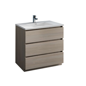36" Gray Wood Cabinet with Sink Product View