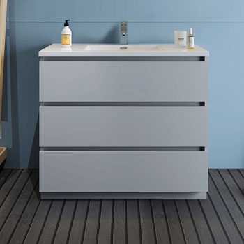42" Gray Cabinet with Sink Front View