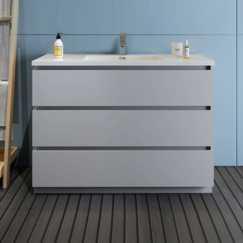 Gray Single Cabinet with Sink Front View