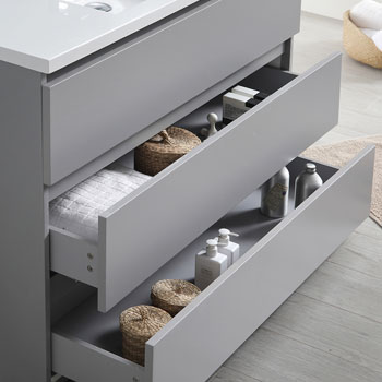 Gray Single Cabinet with Sink Overhead View