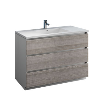 Glossy Ash Gray Single Cabinet with Sink Product View