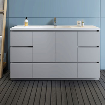 Gray Cabinet with Sink Front View