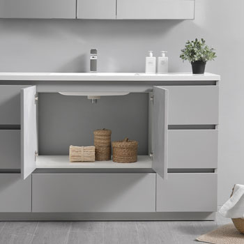 Gray Cabinet with Sink Edge Close Up