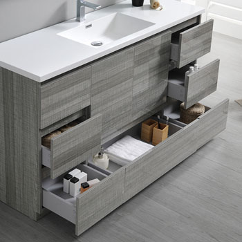 Glossy Ash Gray Cabinet with Sink Overhead View