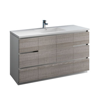 Glossy Ash Gray Cabinet with Sink Product View