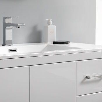 Left Glossy White Cabinet with Sink Handles