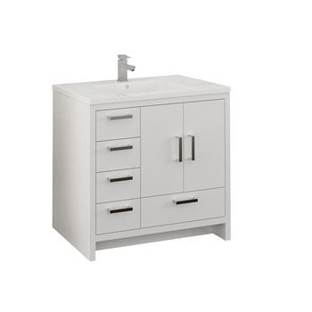 Left Glossy White Cabinet with Sink Product View