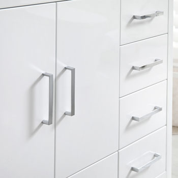Right Glossy White Cabinet with Sink Handles
