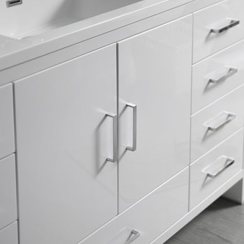 Glossy White Single Cabinet with Sink Close Up