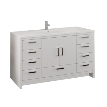 Glossy White Single Cabinet with Sink Product View