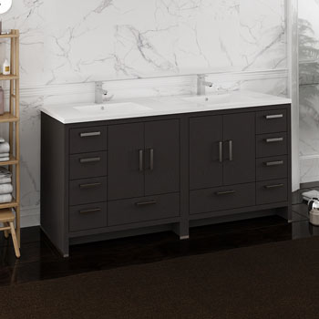 Dark Gray Oak Cabinet with Sink Side View