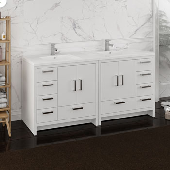 Glossy White Cabinet with Sink Side View