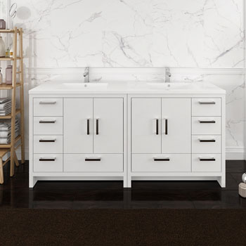 Glossy White Cabinet with Sink Front View