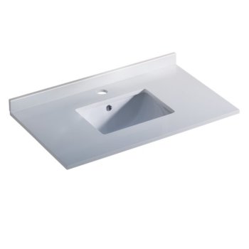 Fresca Oxford 36" White Countertop with Undermount Sink, 36" W x 20-3/8" D x 3/4" H