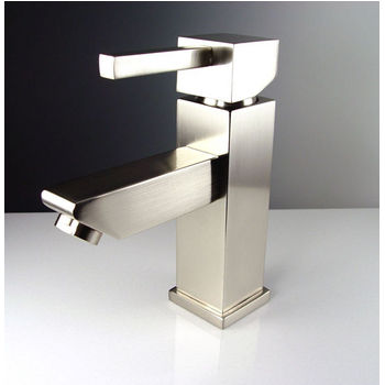 Fresca Versa Single Hole Mount Bathroom Vanity Faucet in Brushed Nickel, Dimensions: 1-5/8" W x 6" D x 6-3/4" H