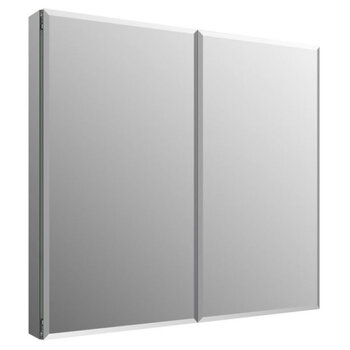 Fresca Senza 40'' Wide x 36'' Tall Modern Frameless Wall Mounted Bathroom Medicine Cabinet with 2-Doors and Beveled Edge, Anodized Aluminum, Product View