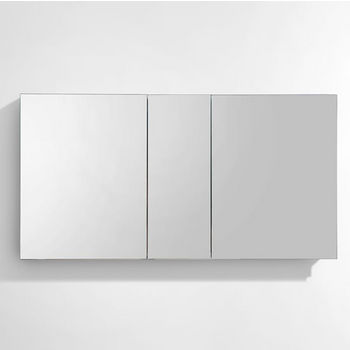 36 inch Wide Wall Mount Mirrored Bathroom Medicine Cabinet Triple Mirror Door, White