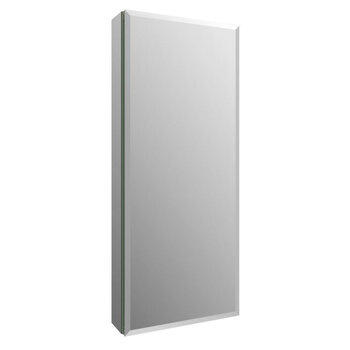 Fresca Senza 15'' Wide x 36'' Tall Modern Frameless Wall Mounted Bathroom Medicine Cabinet with Beveled Edge, Anodized Aluminum, Product View