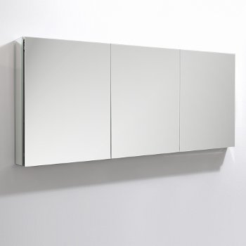 Fresca 60" Wide x 36" Tall Bathroom Medicine Cabinet w/ Mirrors (3 Mirrored Doors), 59" W x 5" D x 36" H