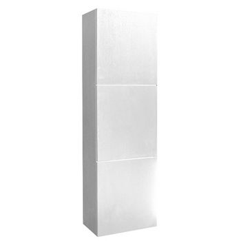 Fresca Senza White Wall Mounted Bathroom Linen Side Cabinet with 3 Large Storage Areas, Dimensions: 17-3/4" W x 12" D x 59" H