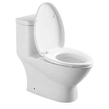 Fresca Serena One-Piece Dual Flush Toilet, Soft Close Seat, Elongated Bowl, 0.8/1.6 GPF Capacity, 15-1/5"W x 27-8/9"D x 27-8/9"H