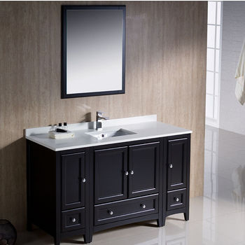 Fresca Oxford 54" Espresso Traditional Bathroom Vanity, Dimensions of Vanity: 54" W x 20-3/8" D x 32-5/8" H
