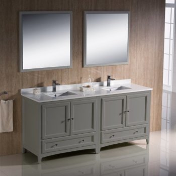 72" Gray Double Sink Vanity Set with Mirror