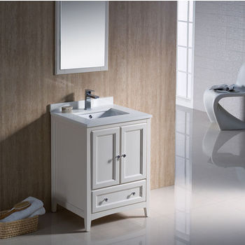 Fresca Oxford 24" Antique White Traditional Bathroom Vanity, Dimensions of Vanity: 24" W x 20-3/8" D x 32-5/8" H