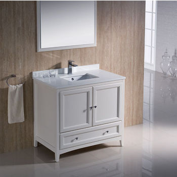 Fresca Oxford 36" Antique White Traditional Bathroom Vanity, Dimensions of Vanity: 36" W x 20-3/8" D x 32-5/8" H