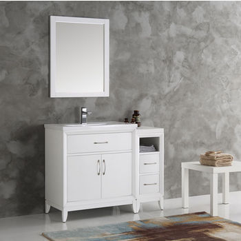 Fresca Cambridge 42" White Traditional Bathroom Vanity with Mirror, Dimensions of Vanity: 42" W x 18-5/16" D x 33-2/5" H