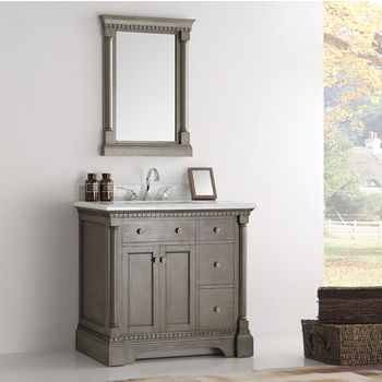 Fresca Kingston 36" Antique Silver Traditional Bathroom Vanity with Mirror, Dimensions of Vanity: 37" W x 22" D x 38" H