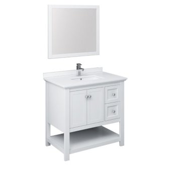 36" White Vanity Set Product Angle View