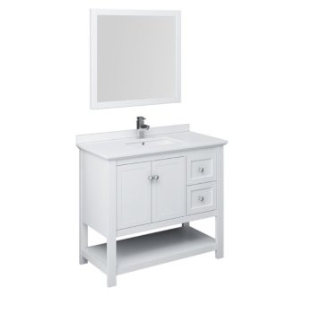 42" White Vanity Set Product Angle View