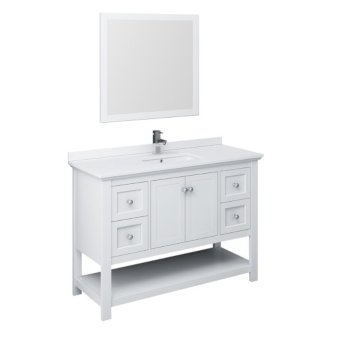 48" White Vanity Set Product Angle View