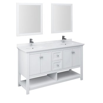 60" White Vanity Set Product Angle View