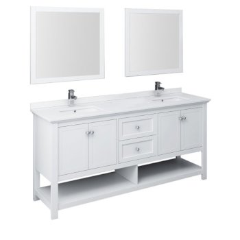 72" White Vanity Set Product Angle View
