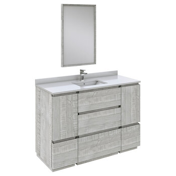 Fresca Formosa 48" Floor Standing Modern Bathroom Vanity Set w/ Mirror in Ash Finish, Base Cabinet: 48" W x 20-3/8" D x 34-7/8" H