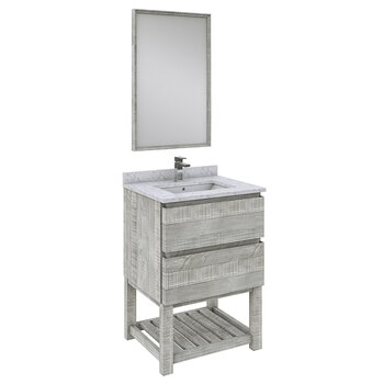 Fresca Formosa 24" Floor Standing Modern Bathroom Vanity Set w/ Open Bottom & Mirror in Ash Finish, Base Cabinet: 24" W x 20-3/8" D x 34-7/8" H