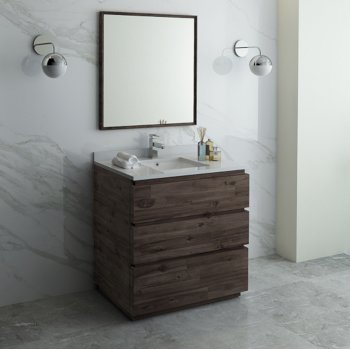 Fresca Formosa 36" Floor Standing Modern Bathroom Vanity Set w/ Mirror, Base Cabinet: 36" W x 20-3/8" D x 34-7/8" H