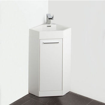 Fresca Coda 14" White Modern Corner Bathroom Vanity, Dimensions of Vanity: 14" W x 14" D x 34" H