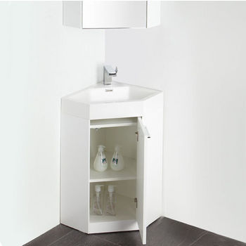 Coda 18'' White Modern Corner Bathroom Vanity Set by Fresca