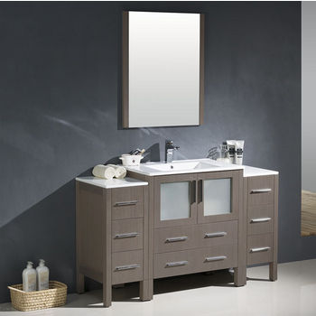 54" Gray Oak Vanity Set with Mirror