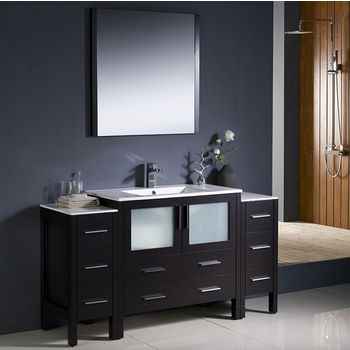 Fresca Torino 60" Espresso Modern Bathroom Vanity with 2 Side Cabinets and Integrated Sink, Dimensions of Vanity: 59-3/4" W x 18-1/8" D x 33-3/4" H