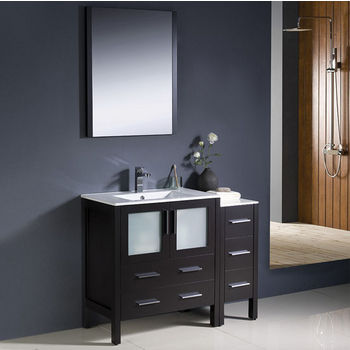 Fresca Torino 42" Espresso Modern Bathroom Vanity with Side Cabinet and Integrated Sink, Dimensions of Vanity: 42" W x 18-1/8" D x 33-3/4" H